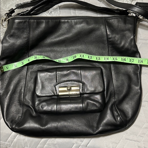 ⭐️#14769 Coach Kristin Black Leather Hobo Bag Silver Hardware Blue Interior - Picture 12 of 13